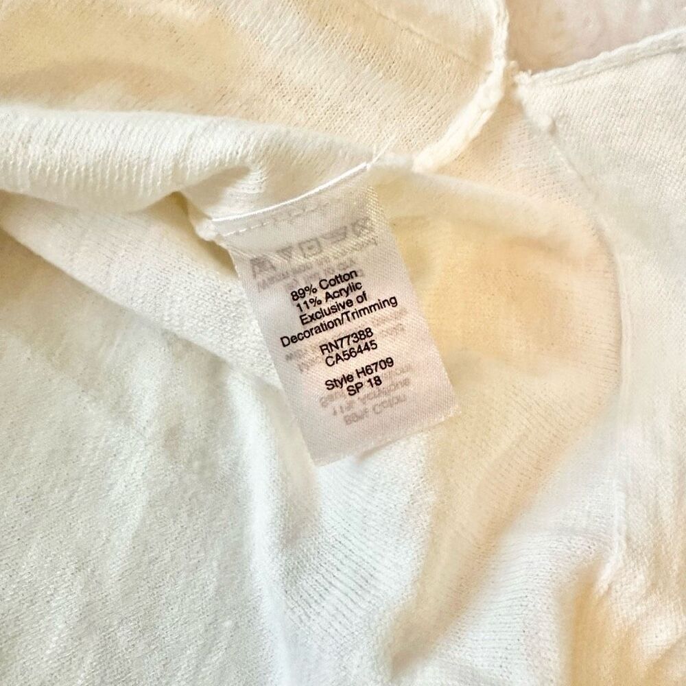 Women’s off white J. Crew tassel top size XS 3/4 sleeve - Picture 5 of 6